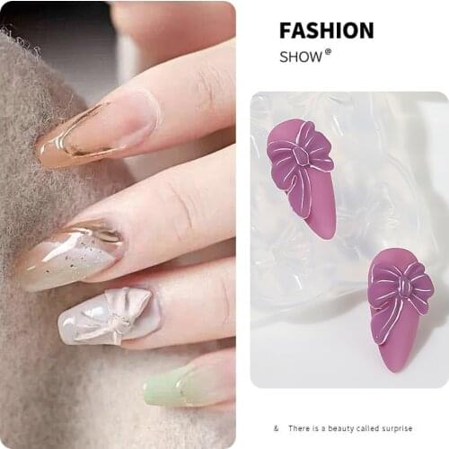 1pcs Silicone Nail Carving Mold Nail Candy Bear Bow Carved Abrasives Nail Decoration Nail Polish Glue Manicure Mould DIY Tool
