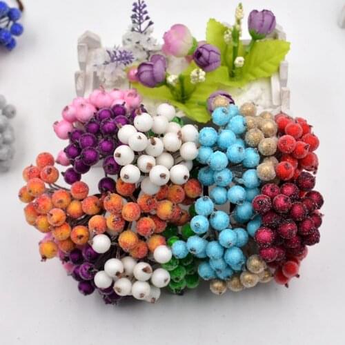 20pcs 40heads Artificial Flower pearl Pomegranate Artificial Stamble berries For Wedding Decoration DIY Scrapbooking Decorative