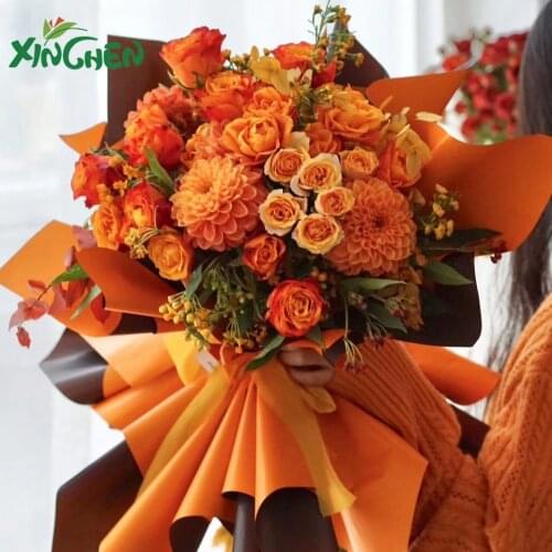 20 Per PackAIMA Orange Ginger Yellow Flowers Wrapping Paper Waterproof Korean Bunch Paper Gift Flowers Wrapping Paper New Color