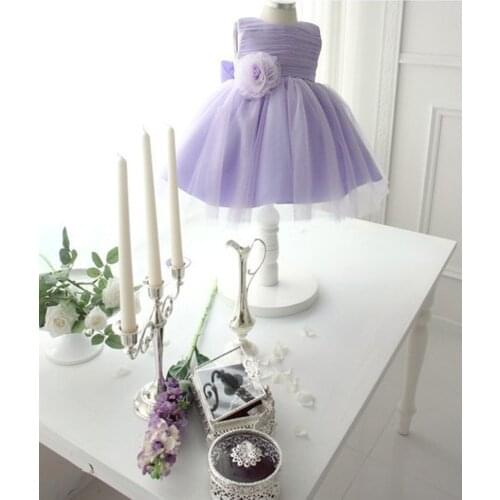 Nicoevaropa New Arrival Flower Girls Dresses Kids Sleeveless Kids Vestido with Flower Band and Big Bow Formal Children Clothes