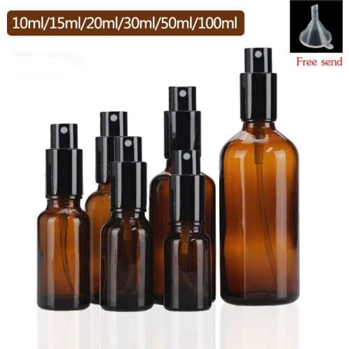 5ml/10ml/15ml/ 20ml/30ml/50ml/100ml Refillable Press Pump Glass Spray Bottle Oils Liquid Container Perfume Atomizer Travel