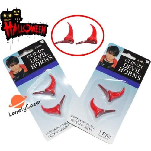 Halloween Cosplay Accessories Red Horns Hairpins Little Devil Decoration Cute Hair Wear Make Up for Stage Party Dress Up Girls