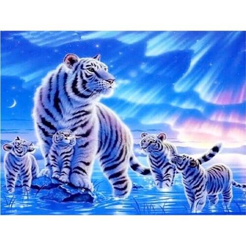5D DIY Aurora White tiger Diamond Painting Animal Scenic Full Drill Nouveaute Mosaic Embroidery Cross Stitch home decorative