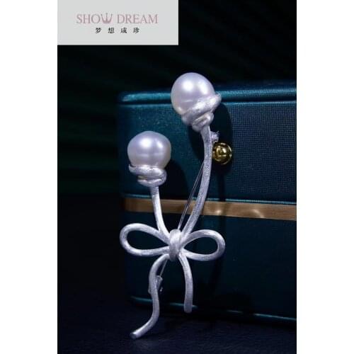 SHOWDREAM Newest High Quality S925 Silver Natural Seawater Pearl Brooch for Women Fashion Pins Clothing Dress Wedding Jewelry