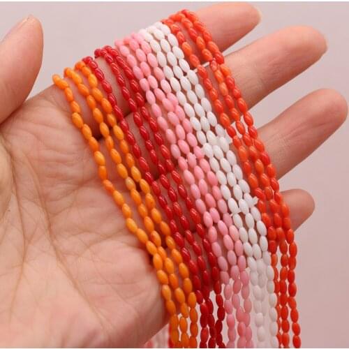 Wholesale Five Colors of High Quality Coral Beaded Rice Beads for Jewelry Making Necklace DIY Bracelet Accessories Gifts 2x4mm