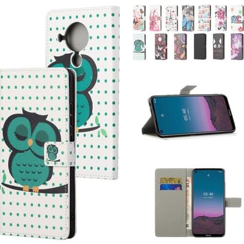 Cartoon Painted Card Slot Flip Case For Nokia G20 G10 5.4 3.4 2.4 1.4 Cute Wallet Magnetic For Sony Xperia 1 10 Bracket Cases