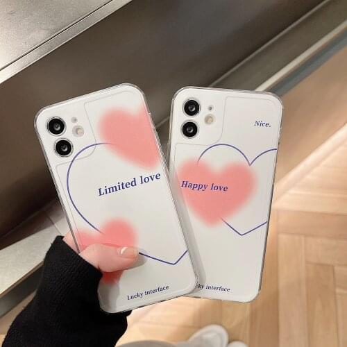 Retro sweet Love abstract line art Japanese Phone Case For iPhone 11 12 Pro Max Xs Max XR X 7 8 Plus 7Plus case Cute Soft Cover