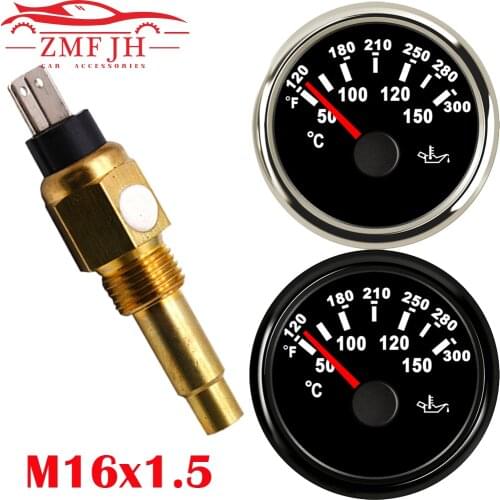 50~150 Celsius Oil Temp Gauge With Red Backlight &Sensor for Motorcycle Boat Car Truck 52mm Oil Temperature Gauge