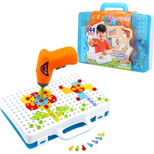 DIY Creative Electric Drill Nut Disassembly Match Tool Assembled Blocks Model Sets Educational Toys For Children Kids Boys