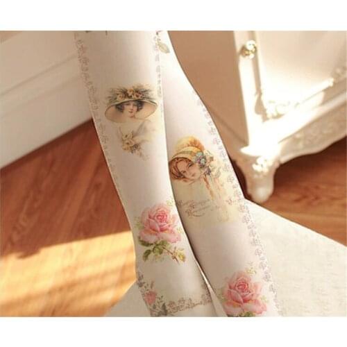 Lolita Girl Retro printed stocking Women Long Pantyhose socks D085