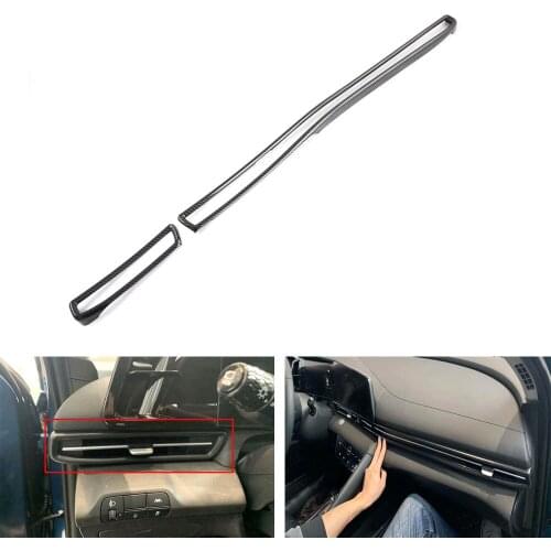 For Hyundai Elantra 2021 Left Hand Drive Car Dashboard Side Air Outlet Vent Frame Trim Stickers ABS Carbon Fiber Style Styling
