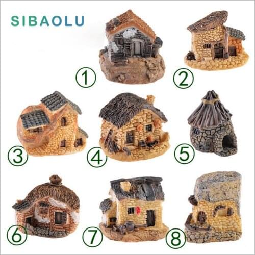 Cottage House figure decorative the mini fairy garden animals statue miniature Moss micro landscape ornaments resin craft TNB006