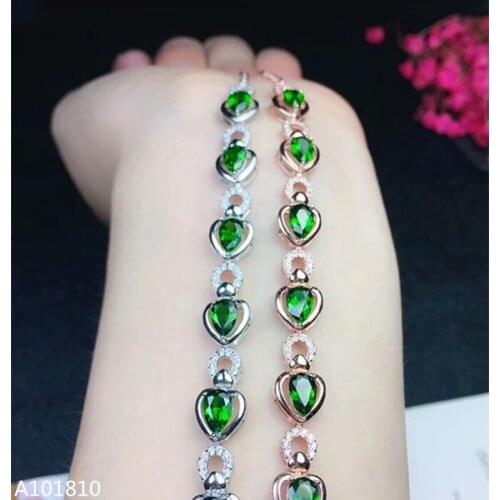 KJJEAXCMY fine jewelry 925 pure silver inlaid natural diopside female Bracelet support test