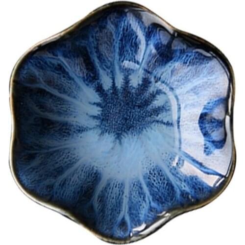 Japanese Style Ceramic Dessert Plates Seasoning Sauce Dish Lotus Small Dish Dinnerware