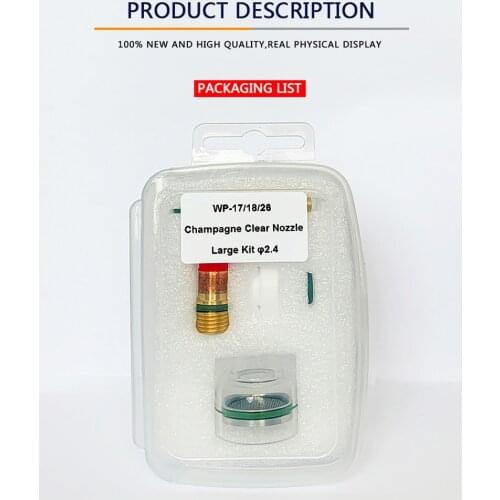 WP 17/18/26 Welding Torch Kit, Welding Torch Accessories Glass Cup Gas Lens Alumina Nozzle for Argon Arc Welding(2.4MM)