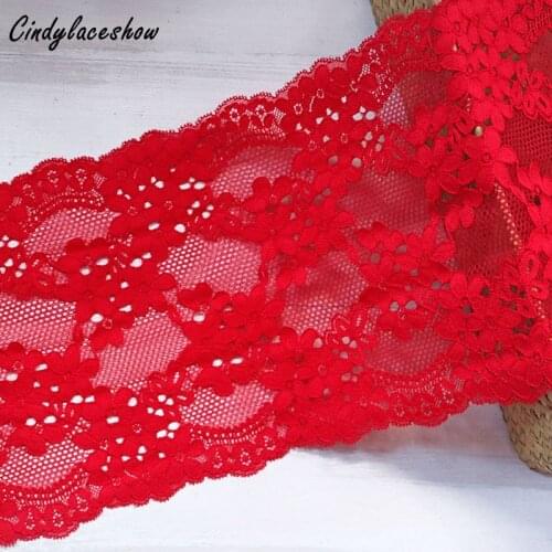 18cm Width 1Yard Red Nylon Elastic Lace Fabrics For DIY Clothing Accessories Stretch Lace Trim Bra Sewing Lace Ribbon Applique