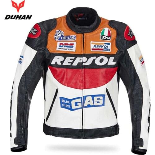 DUHAN Moto GP Motorcycle REPSOL Racing Leather Jacket VS02 Orange Blue M L XL XXL 3XL Good Pu Leahter Made High Quality Top Serv