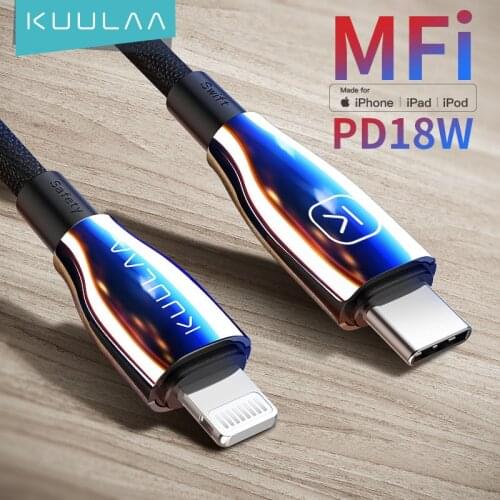 KUULAA USB C to Lightning Cable MFi PD For iPhone 11 Pro Max X XS 8 XR 18W Fast Charging Type C Cable For Macbook iPad Pro 12.9