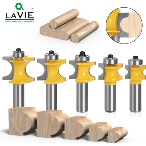 LAVIE 1 PC 12mm 1/2 Shank Bullnose Half Round Bit Endmill Router Bits Wood 2 Flute Bearing Woodworking Tool Milling Cutter 03008
