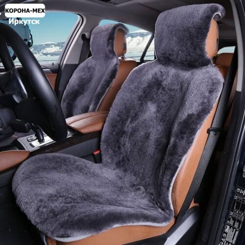Fur capes on the seat of the car of Australian 100% sheepskin shorn fur Mouton premium car seat cover gray for car lada granta
