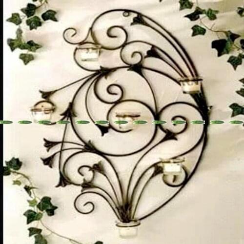 Metal Butterfly Holder Wedding Home Furniture Decor Wall Mount Pocket Candle holder Stand no candle with Glass Bottle Black