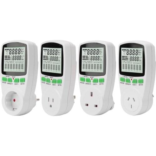 Energy Monitor 0.000KWh-9999KWh Power Meter Plug 0-16A Intelligent Electricity Usage Monitor energy meter