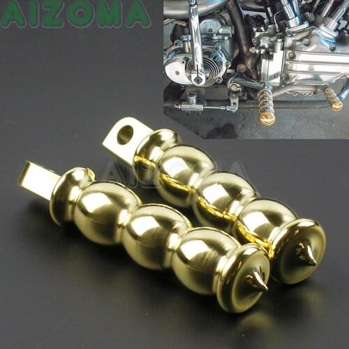 Cafe Racer Motorcycle Solid Brass Footpegs Footrests For Harley Softail Dyna Touring Iron 1200C 883N Custom Male Mount Foot Pegs