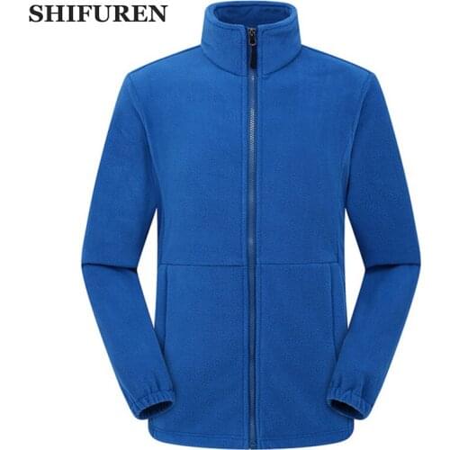 SHIFUREN Mens Fleece Casual Jackets Overcoat Long Sleeve Winter Warm Thermal Velvet Coats Zipper Stand Collar Male Clothing