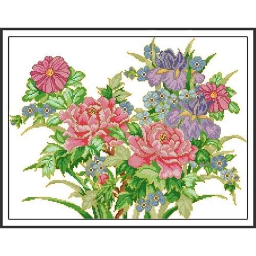 Peony DIY Embroidery Needlework Sets Print Canvas Cross Stitch Kits Home Decor Counted Dmc 14ct 11CT Cross Stitch Needlepoint