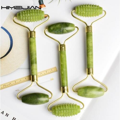 Natural Xiuyan Jade Double Head Barbed Face Roller Portable Jade Massager Facial Massage Lift Skin Care Tools Beauty Body Health