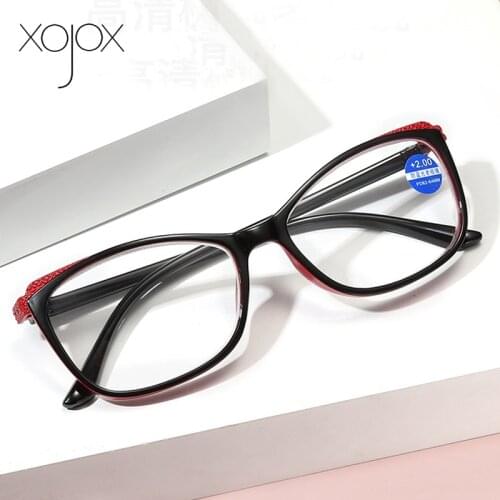 XojoX 2021 Womens Reading Glasses Men Blu-Ray Computer Presbyopia Vintage Cat Eye Hyperopia Eyewear Diopter +1.0 2.0 3.0 4.0