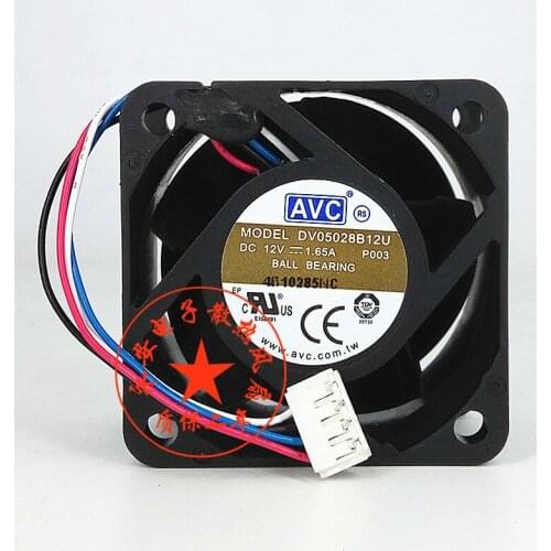 Original AVC DC 12V DV05028B12U 1.65A 5cm 5028 50x50x28mm 4-line Double Ball Bearing Heat Dissipation Cooling Fan