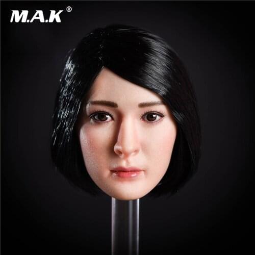 OT001 1/6 Asian Beautiful Sexy Female Head Sculpt Similar to Yang Mi Head Carved Long/Short Hair Fit For PH VH JIAOU DOLL Body