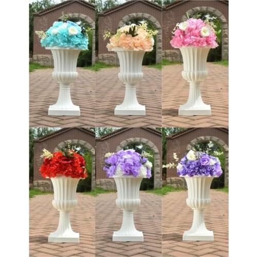 European Style Wedding Mall Opened Props Decorative Roman Columns White Plastic Pillars Flower Pot Road Lead Stand 2pcs/lot