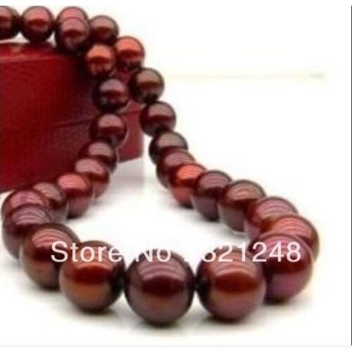 Wholesale price 10mm dark red round beads shell simulated-pearl necklace for women high quality 18inch jewelry making MY2019