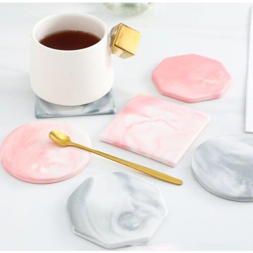 Ins Marble-printed Cup Pad Creative Ceramic Cup Pad Candle Pad Tea-to-cup Accessories Dinning Table Decoration Placemat