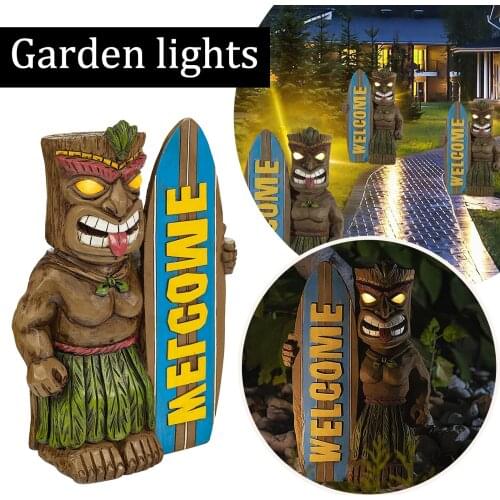 Retro Hawaiian Wine Glass Totem Garden Light Lamp Sculptures Statues Outdoor Totem Surfboard Garden Home Decoration Door Sign