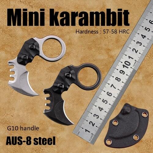 Karambit AUS-8 steel G10 handle cs go knives hunting knife survival camping utility tactical military fixed blade knife edc tool