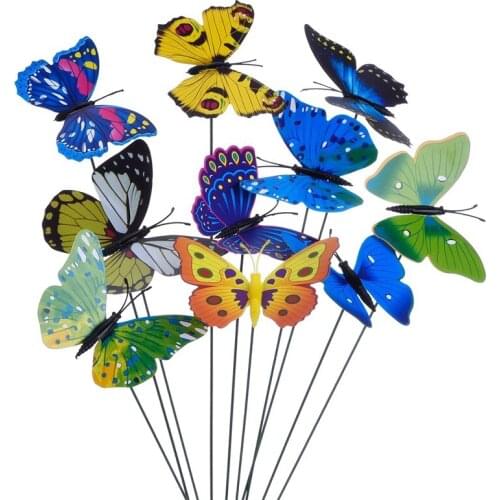 20 Pieces Garden Butterflies Stakes And 4 Pieces Dragonflies Stakes Garden Ornaments For Yard Patio Party Decorations, Totally 2