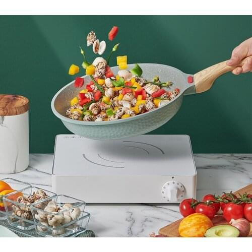 20cm Avocado Green Luxurious Maifan Stone Non-stick Pan Steak Frying Pancake Pan Household Frying Pan Induction Cooker Universal