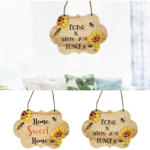 Gorgeous Sunflower Painted Pendant Bee Festival Wooden Pendant Holiday Landscape Sweet Home Furnishing Pendant Decoration Crafts