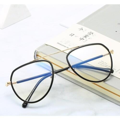 Vintage Anti Blue light Glasses Frame Round Lens Myopia Optical Mirror Simple Metal Women Men Transparent Eyewear Frames