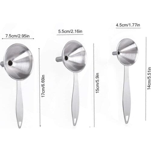 Stainless 3in1 steel funnel three-piece mini funnel oil vinegar wine spice oil filling sauce leaking household oil leaking wine
