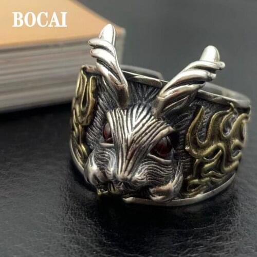 S925 standard sterling silver can open the box ring cross lion beautiful ring