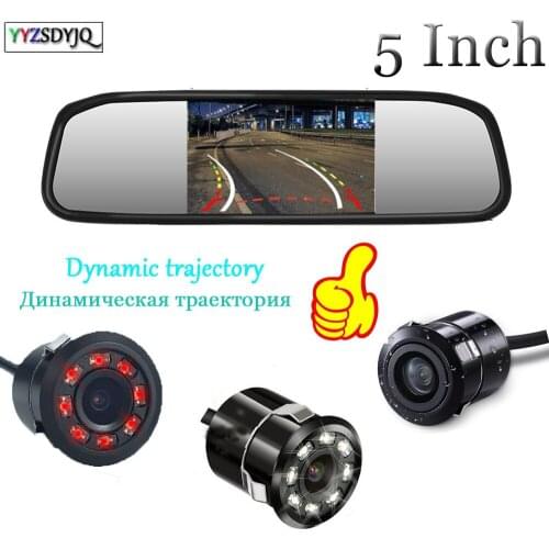 YYZSDYJQ Parking 5 Inch HD Screen Monitor Wide Angle Infrared LED Night Vision Dynamic trajectory Rear View Camera Universal