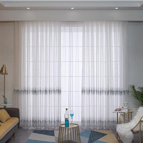 Embroidery Window Yarn Balcony Bedroom White Curtain Tulle Voile Organza Sheer Curtains Fabrics For Living Room