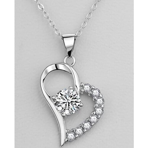 Inspired design new silver inlaid carat diamond heart-shaped necklace pendant exquisite luxury charm ladies jewelry