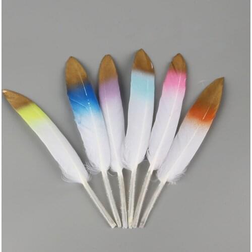 10pcs Gradual Change Color Small Straight Knife Goose Feather Home Decoration Earrings Jewelry Clothing DIY Sewing Accessories