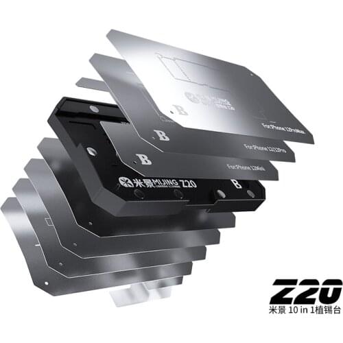 MiJing Z20 10 IN 1 BGA Reballing Stencil Platform Fixture For iPhone X-12 pro max Motherboard Middle Frame Planting Tin Template