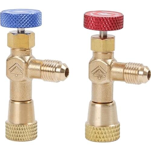 2pcs Refrigeration Charging Air Conditioning Adapter For R410A R22 1/4" Liquid Safety Valve Hose R22 Copper Adapter